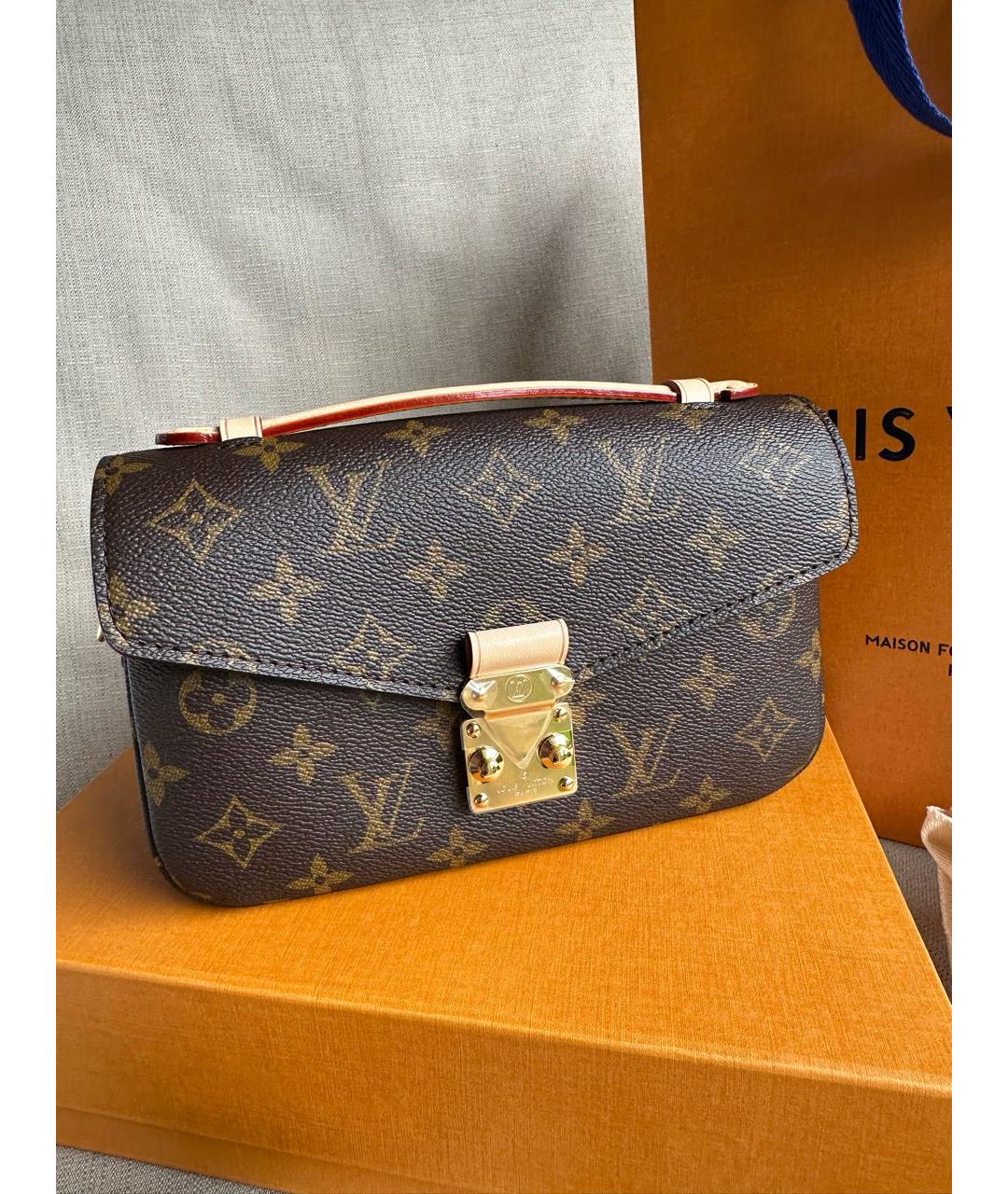LOUIS VUITTON Коричневая кожаная сумка через плечо, фото 4