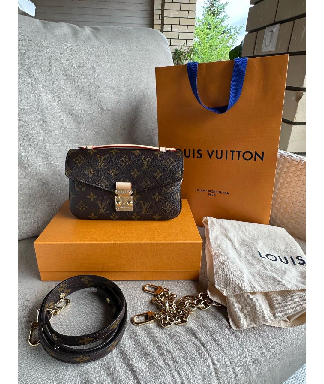 LOUIS VUITTON Коричневая кожаная сумка через плечо, фото 3
