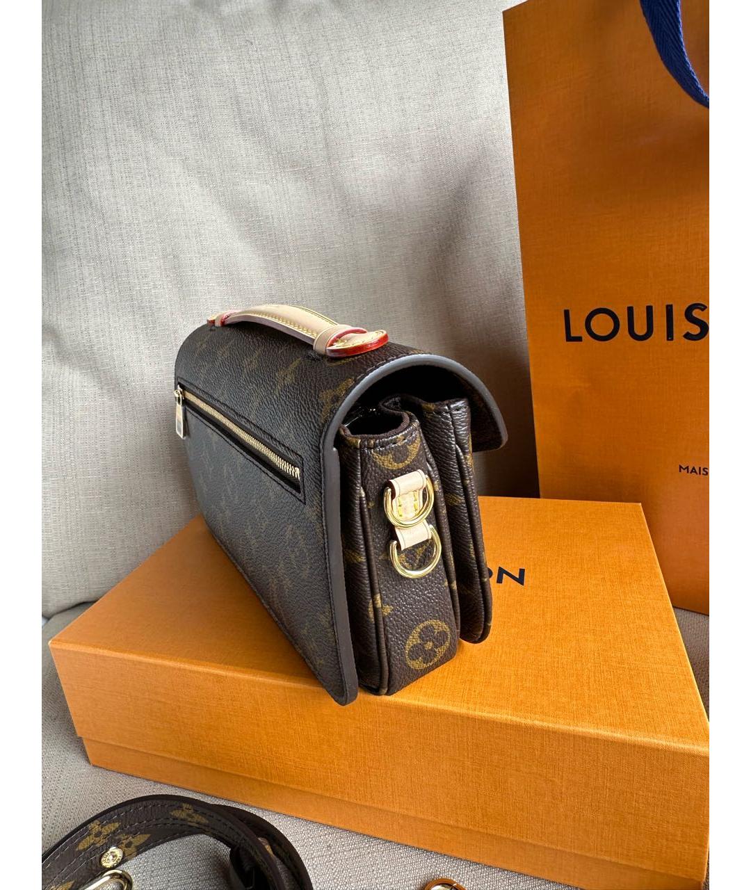 LOUIS VUITTON Коричневая кожаная сумка через плечо, фото 5