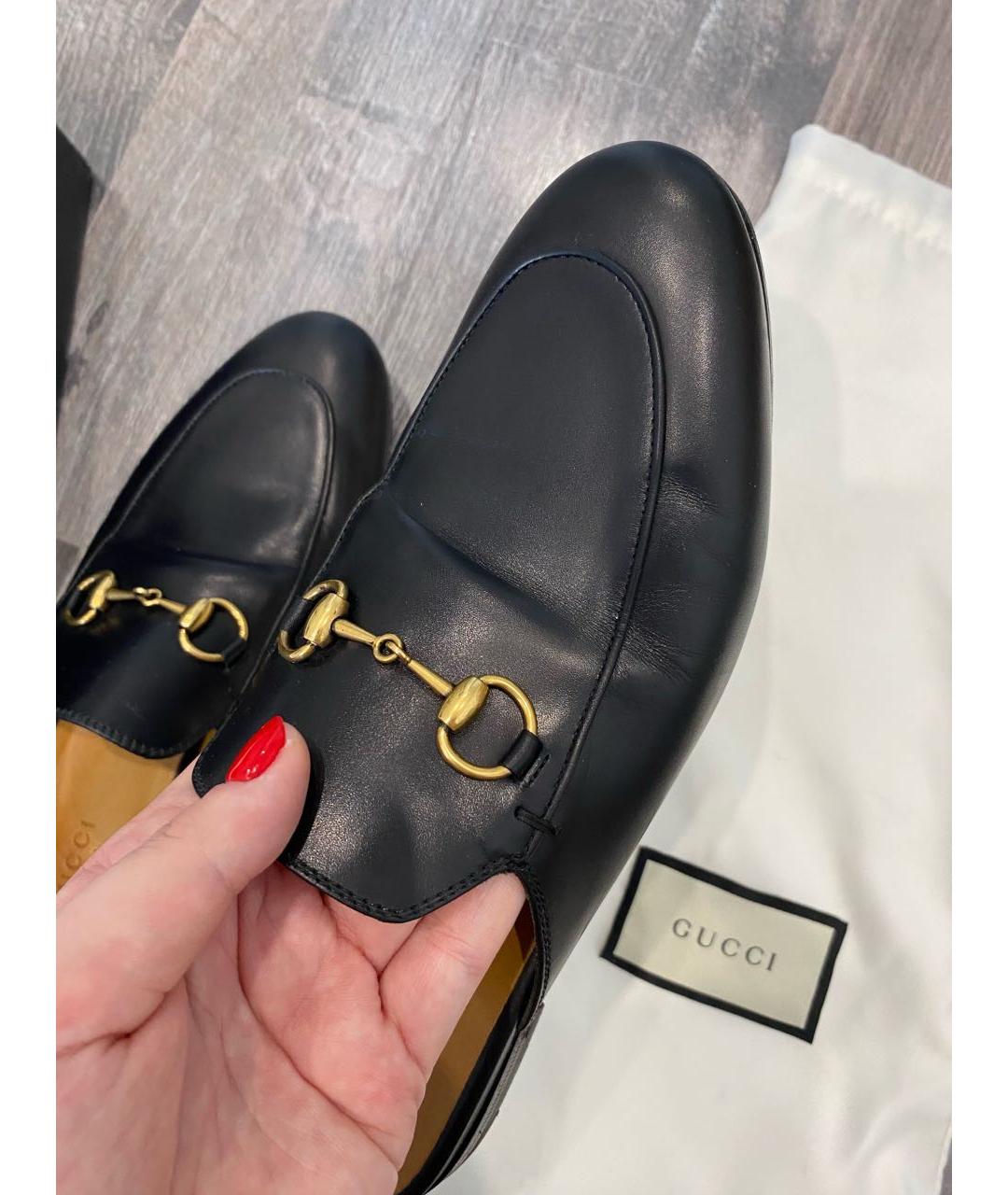 GUCCI Черные кожаные мюли, фото 3