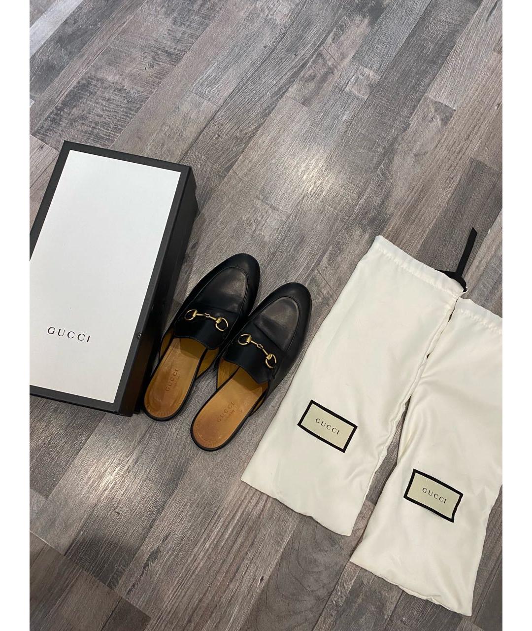 GUCCI Черные кожаные мюли, фото 2