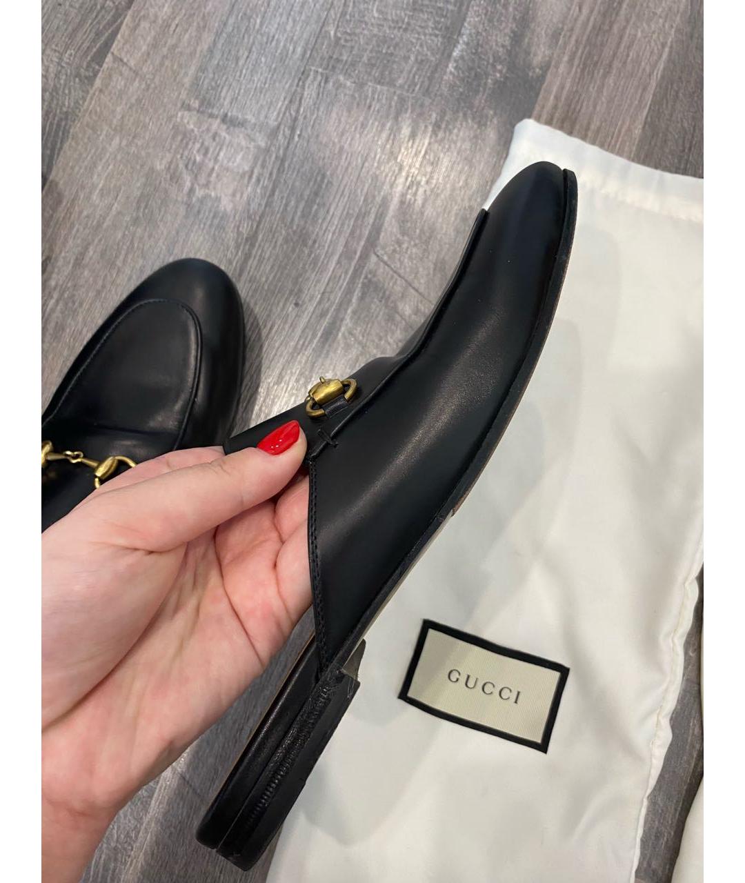 GUCCI Черные кожаные мюли, фото 4
