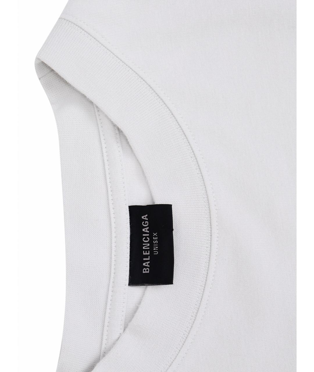 BALENCIAGA Белая хлопковая футболка, фото 4