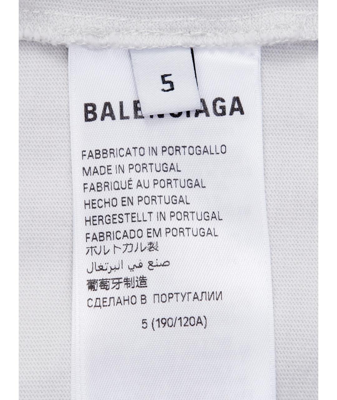 BALENCIAGA Белая хлопковая футболка, фото 6