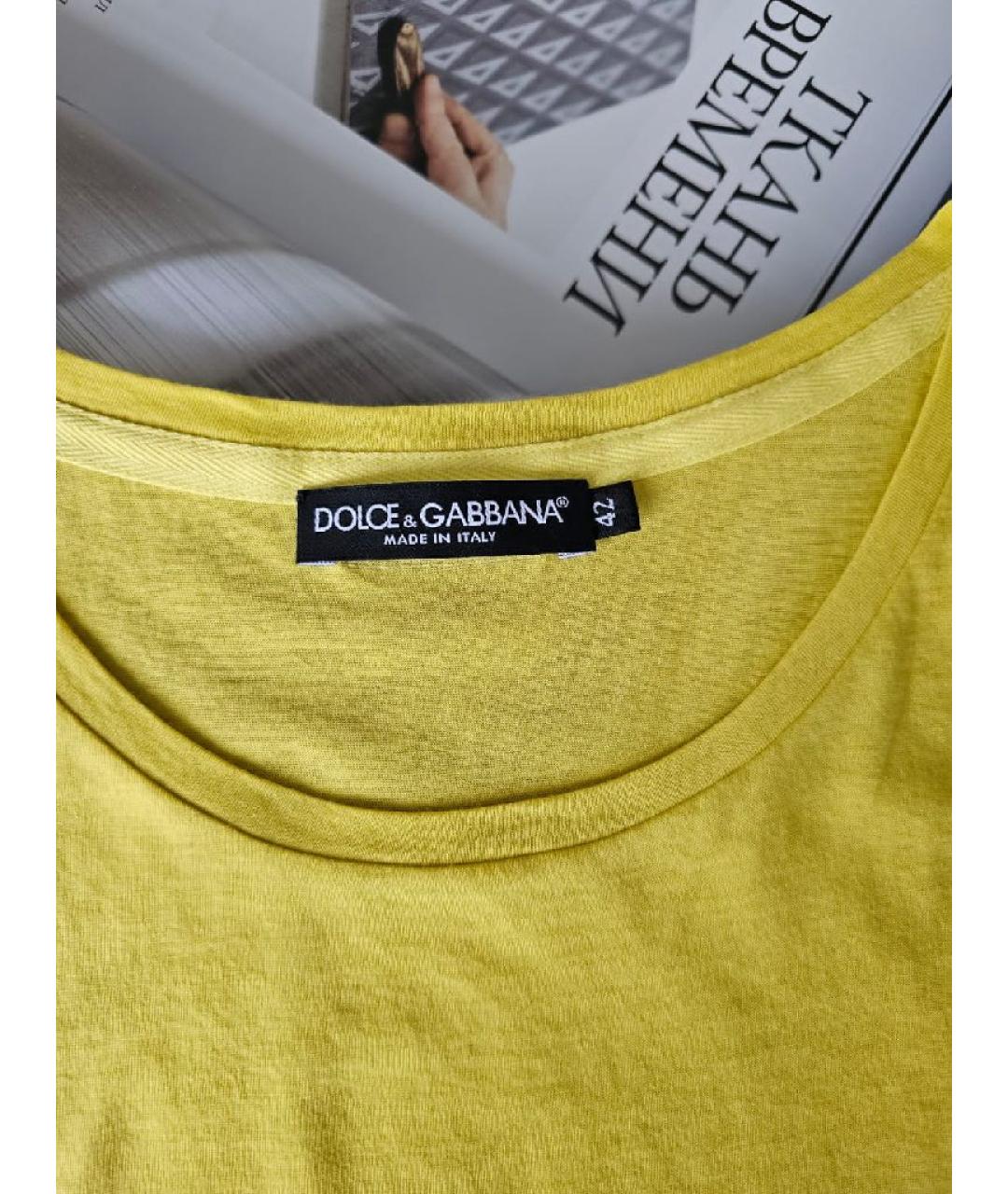 DOLCE&GABBANA Желтая шелковая майка, фото 3