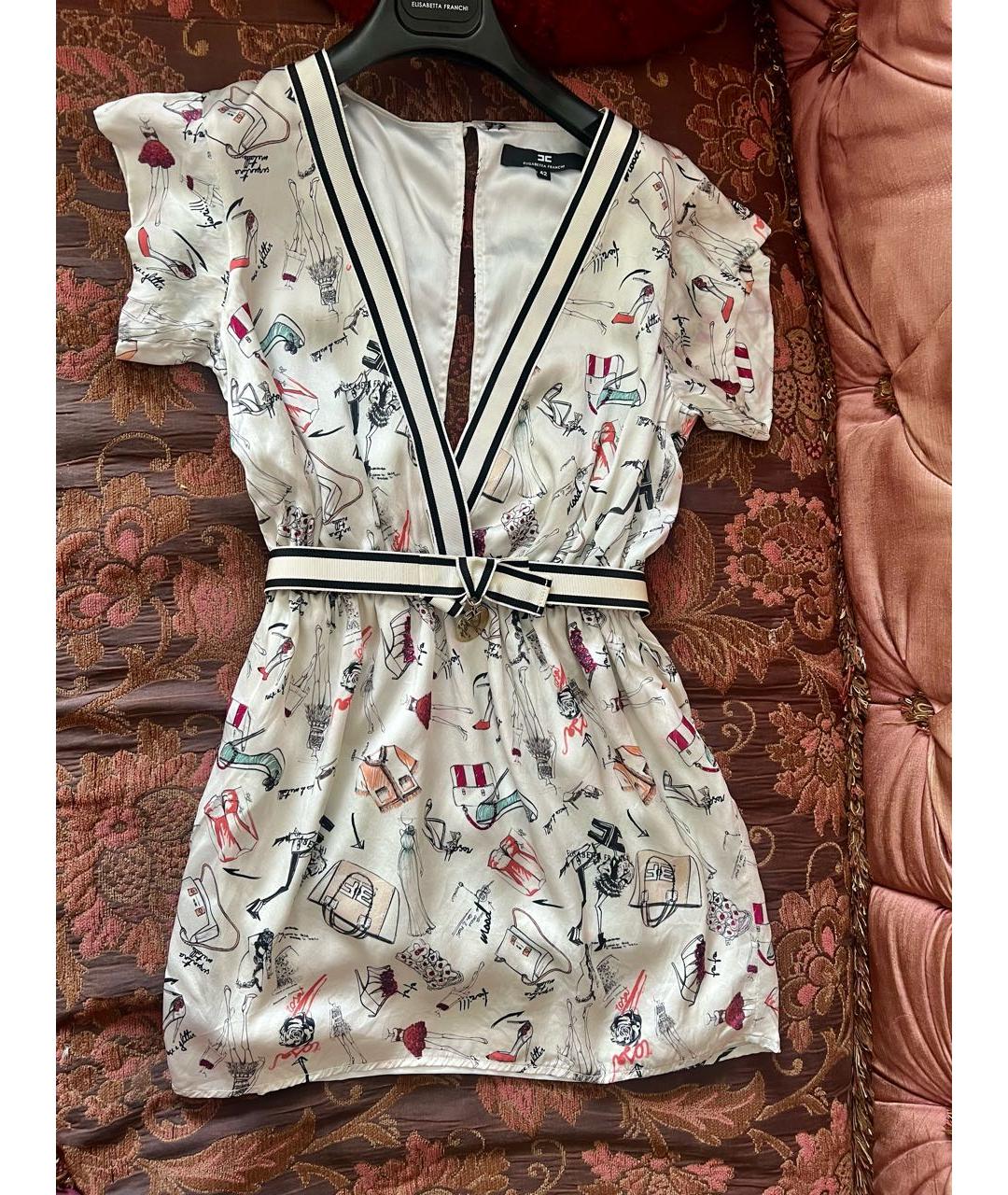 ELISABETTA FRANCHI Мульти шелковое платье, фото 6
