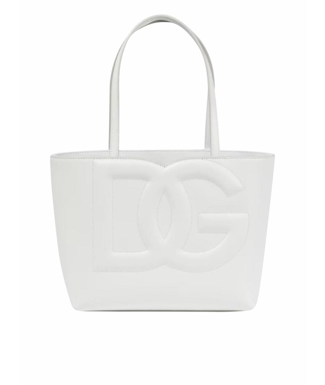 DOLCE&GABBANA Белая сумка тоут из лакированной кожи, фото 1