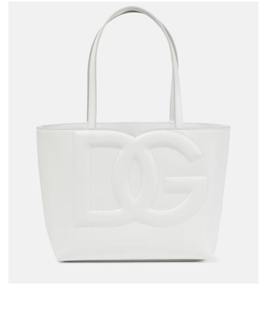 DOLCE&GABBANA Белая сумка тоут из лакированной кожи, фото 9