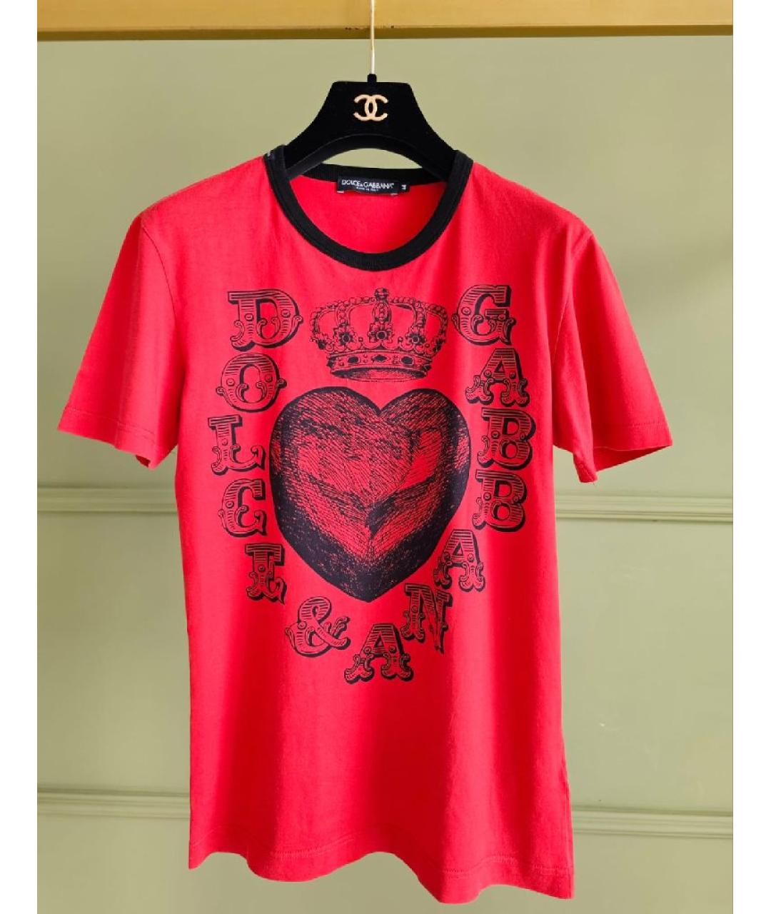 DOLCE&GABBANA Бордовая хлопковая футболка, фото 6