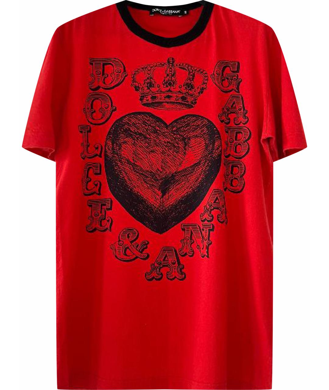 DOLCE&GABBANA Бордовая хлопковая футболка, фото 1