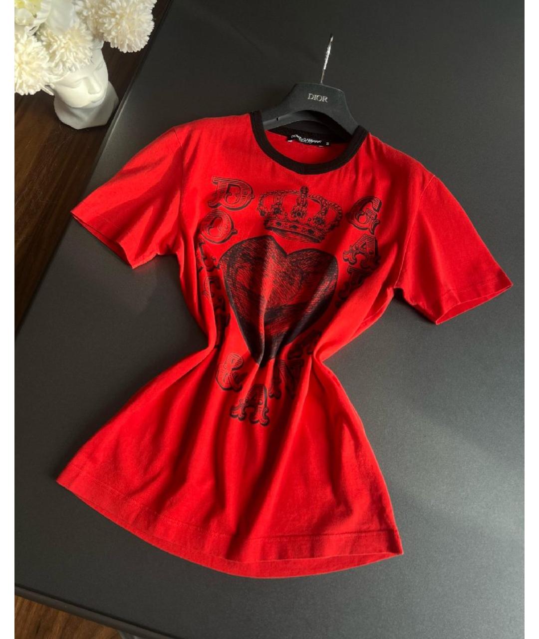 DOLCE&GABBANA Бордовая хлопковая футболка, фото 8