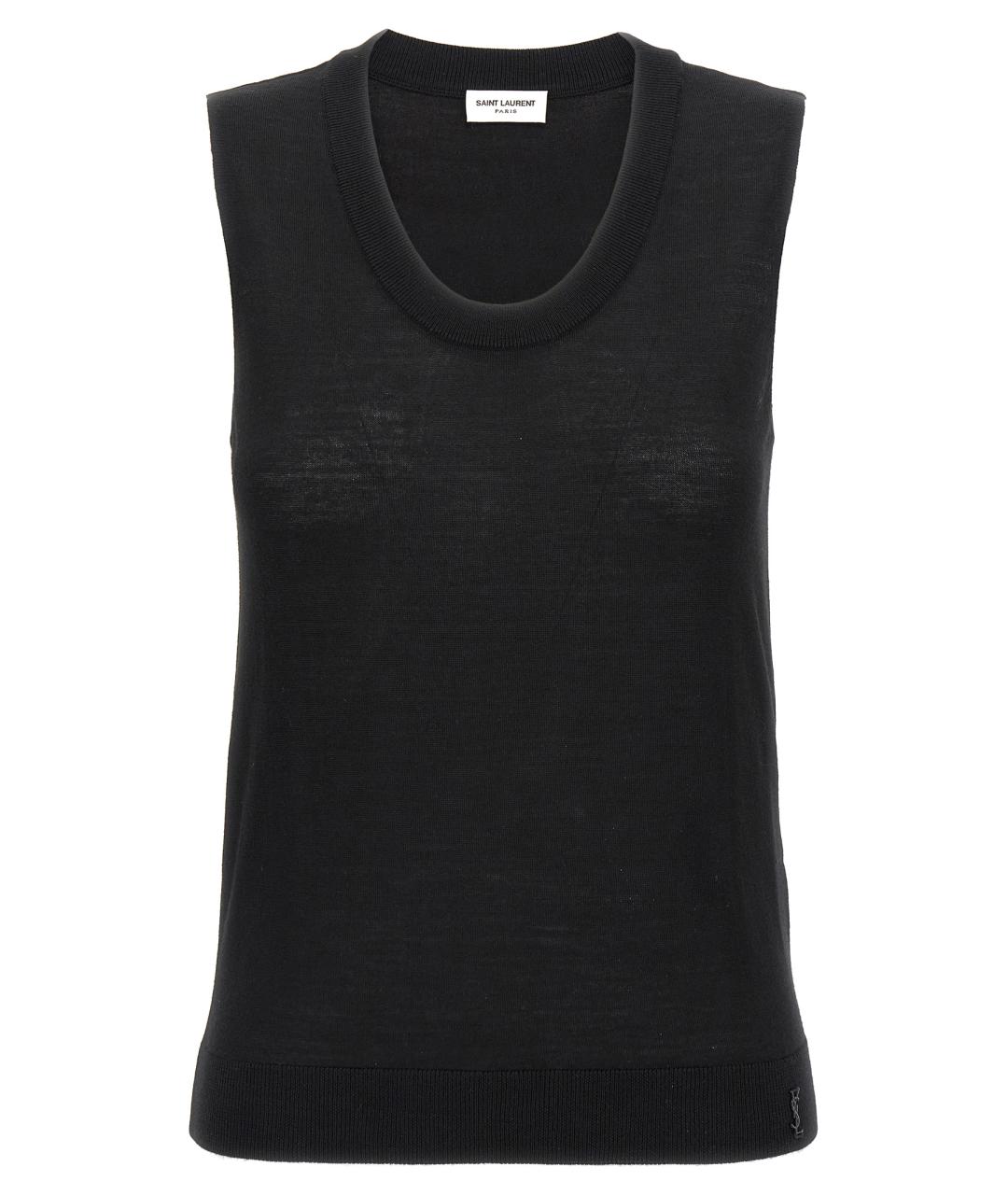 SAINT LAURENT Черная шерстяная жилетка, фото 1