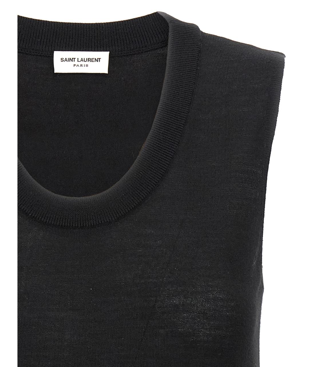 SAINT LAURENT Черная шерстяная жилетка, фото 3
