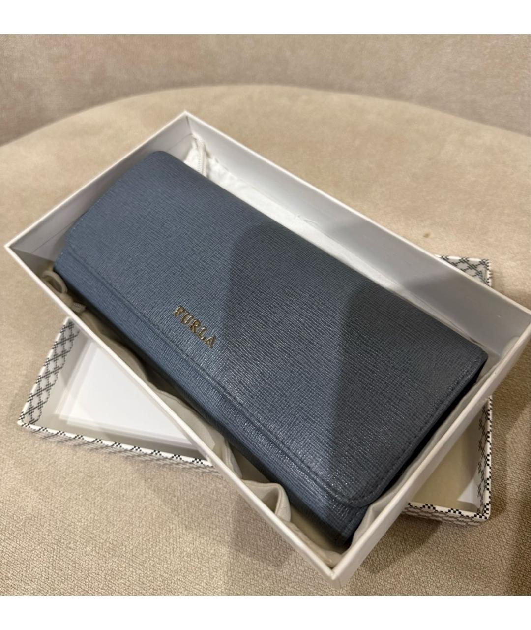 FURLA Голубой кожаный кошелек, фото 6