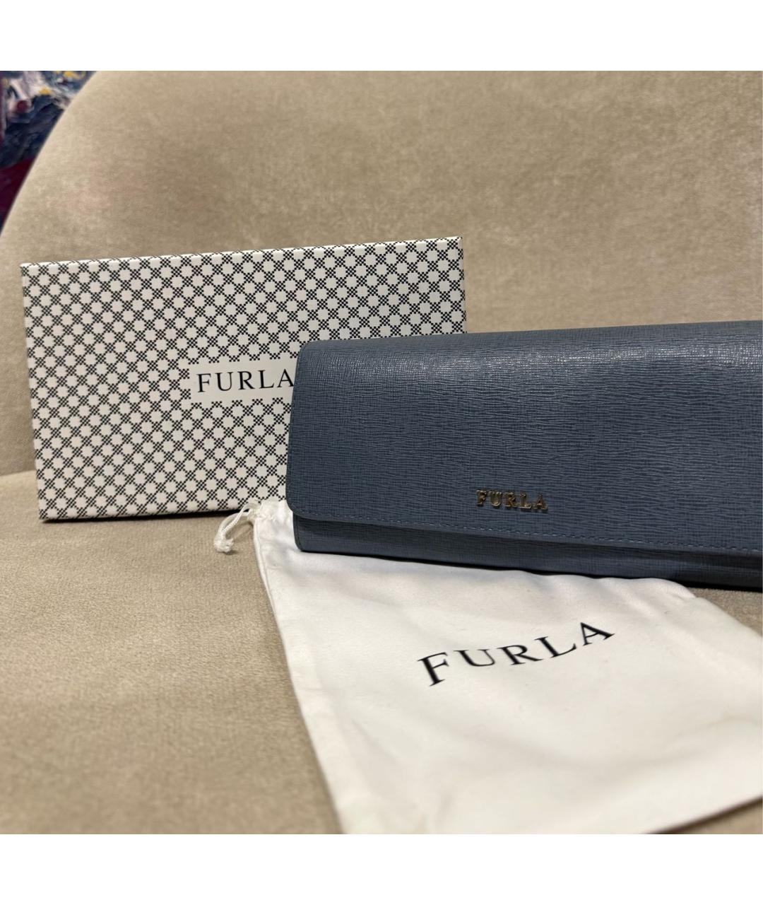 FURLA Голубой кожаный кошелек, фото 5