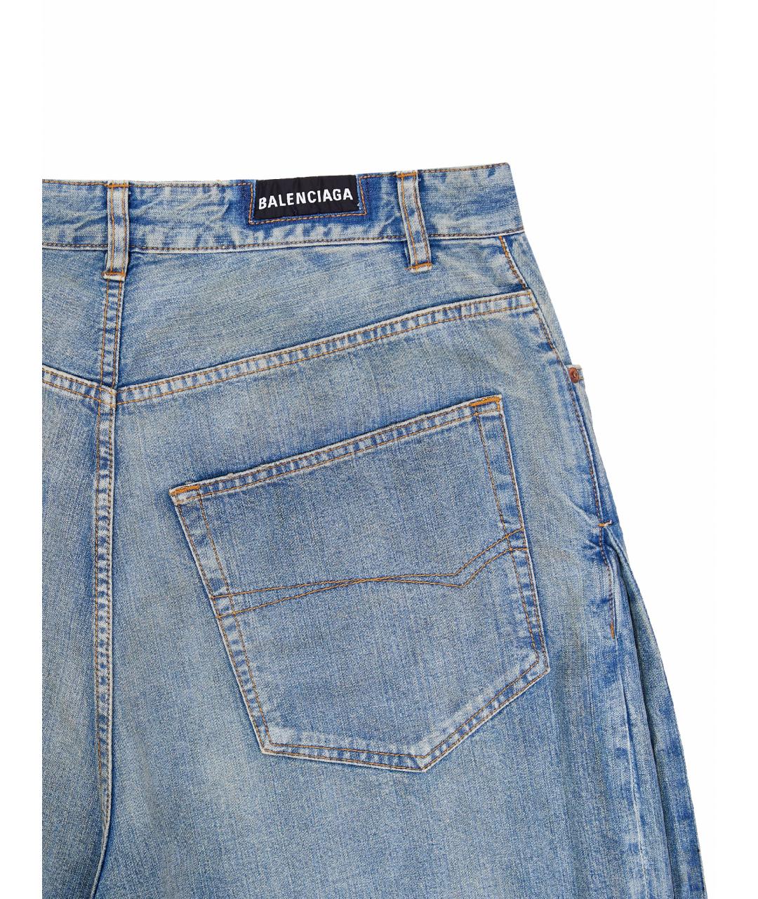 BALENCIAGA Голубые хлопковые прямые джинсы, фото 5