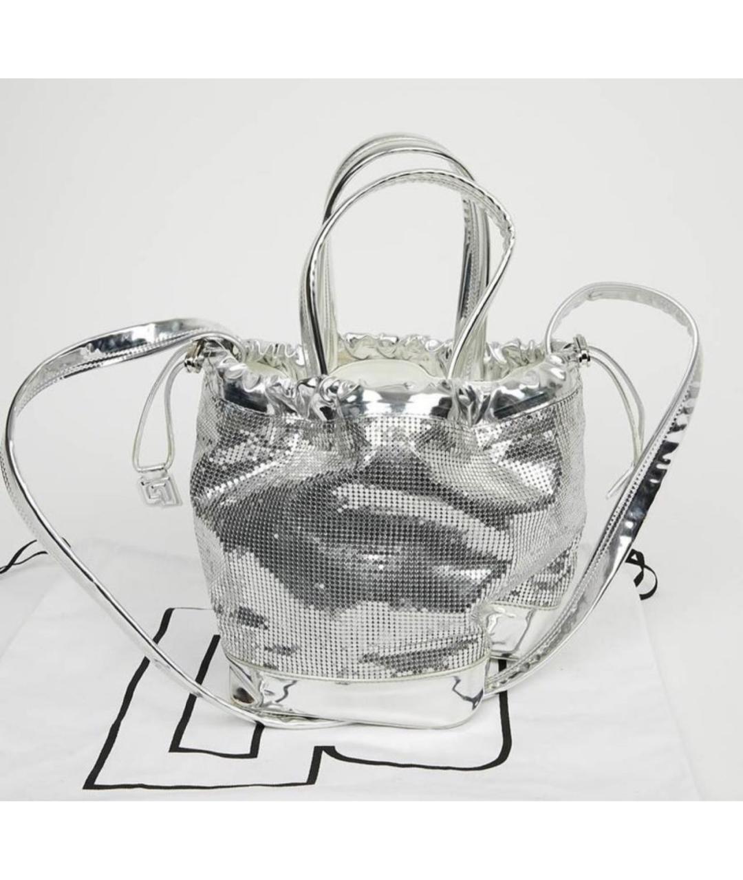 PACO RABANNE Серебряная сумка с короткими ручками из искусственной кожи, фото 8