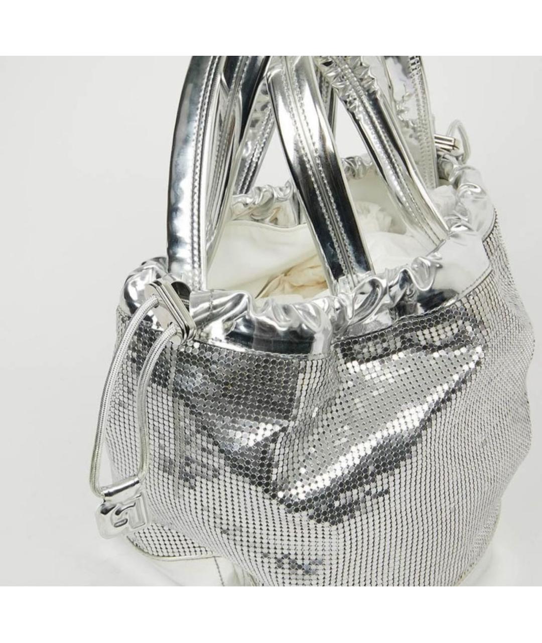 PACO RABANNE Серебряная сумка с короткими ручками из искусственной кожи, фото 3