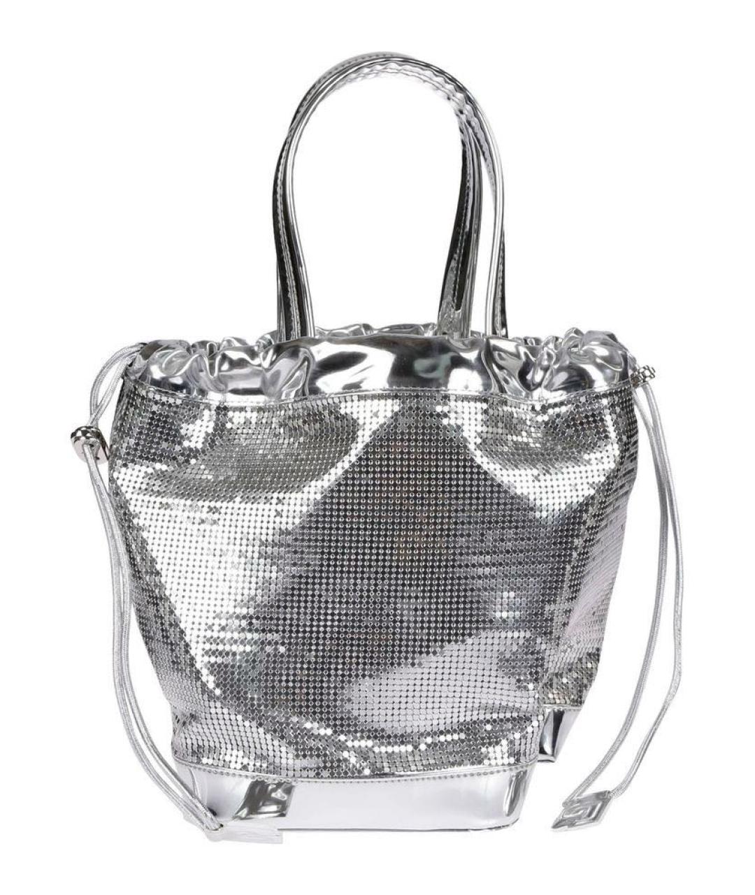 PACO RABANNE Серебряная сумка с короткими ручками из искусственной кожи, фото 2