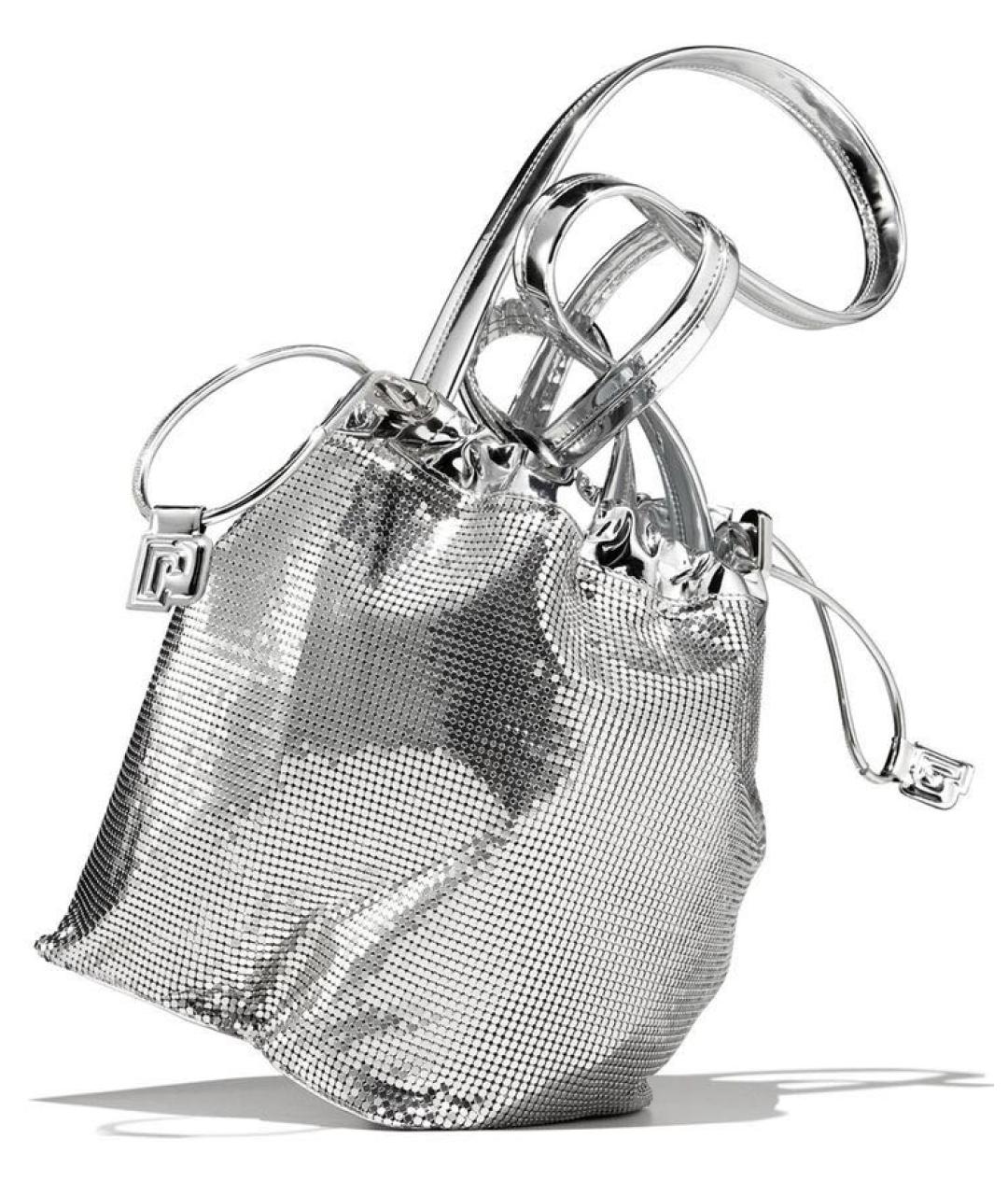 PACO RABANNE Серебряная сумка с короткими ручками из искусственной кожи, фото 9