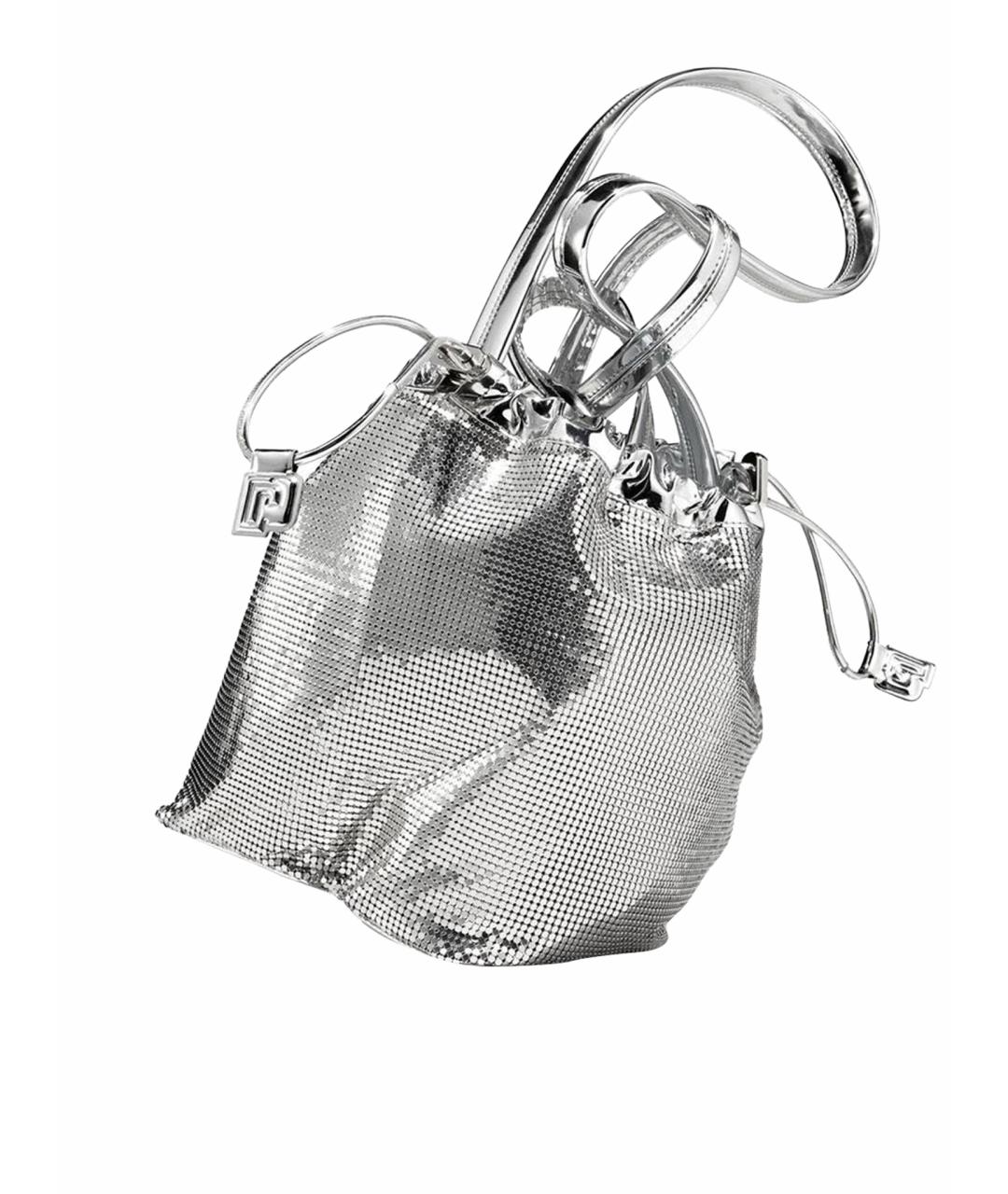 PACO RABANNE Серебряная сумка с короткими ручками из искусственной кожи, фото 1