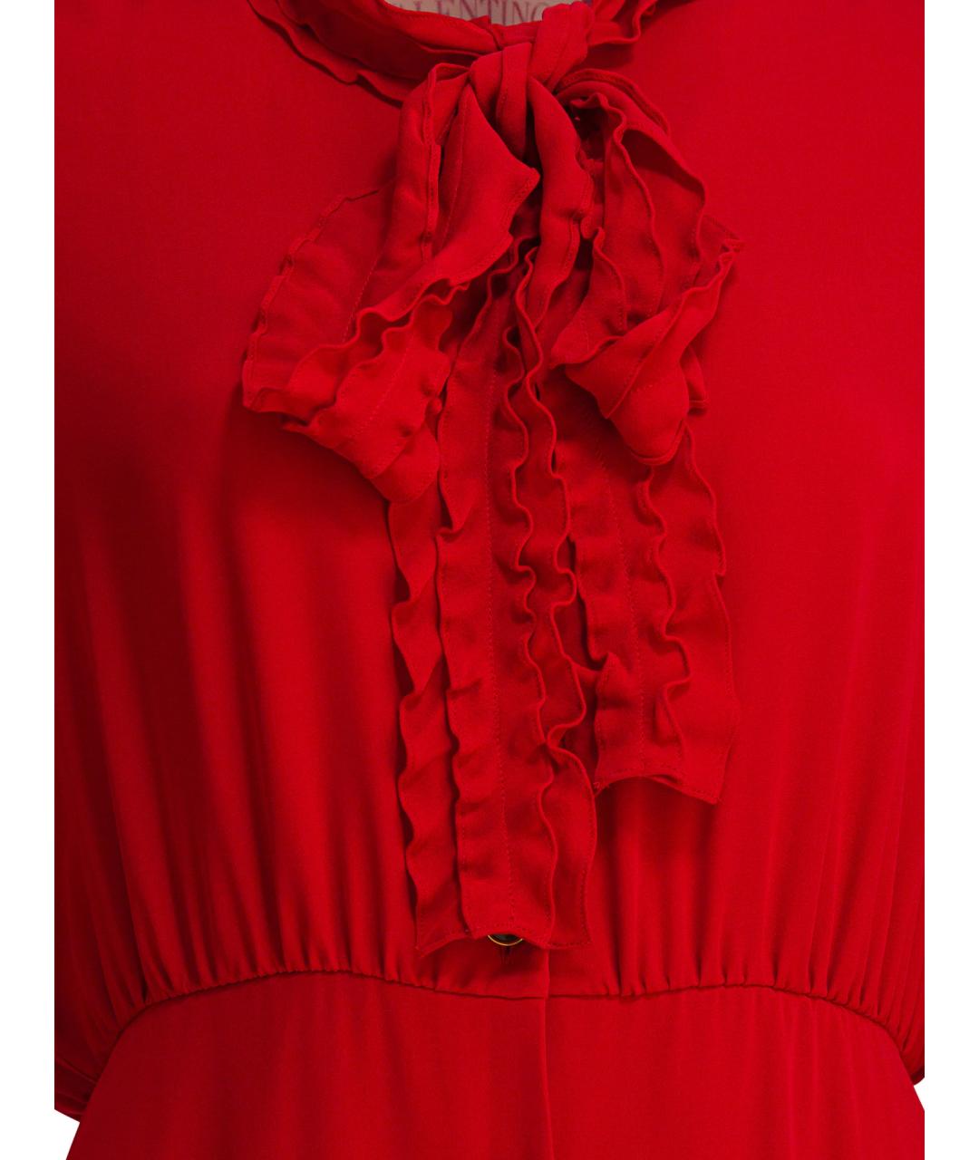 VALENTINO Красное шелковое повседневное платье, фото 3
