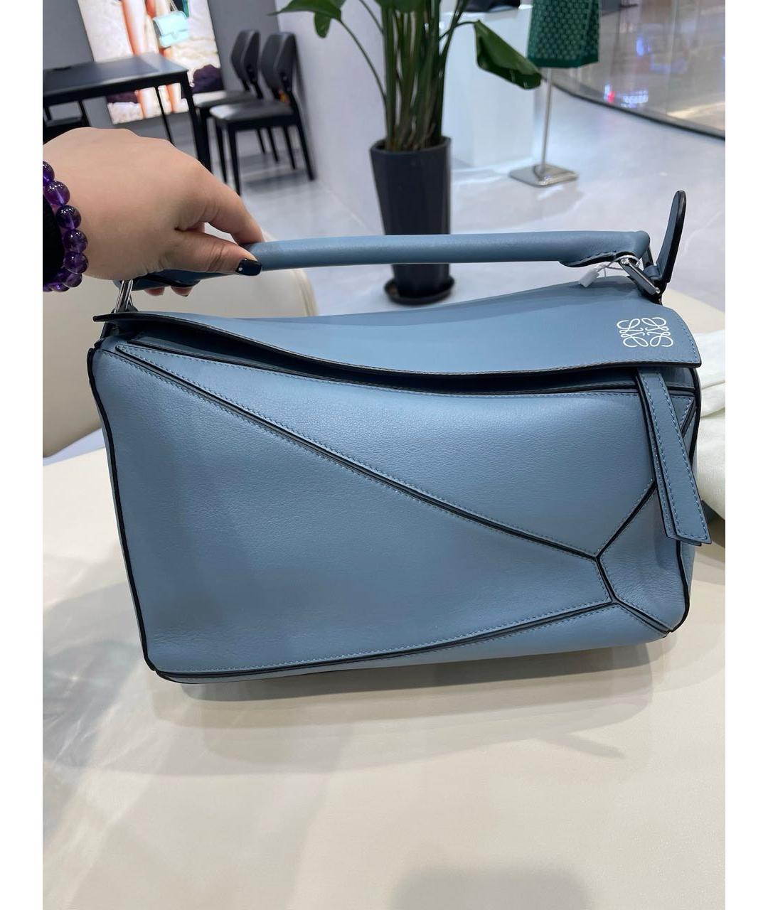 LOEWE Голубая кожаная сумка тоут, фото 2