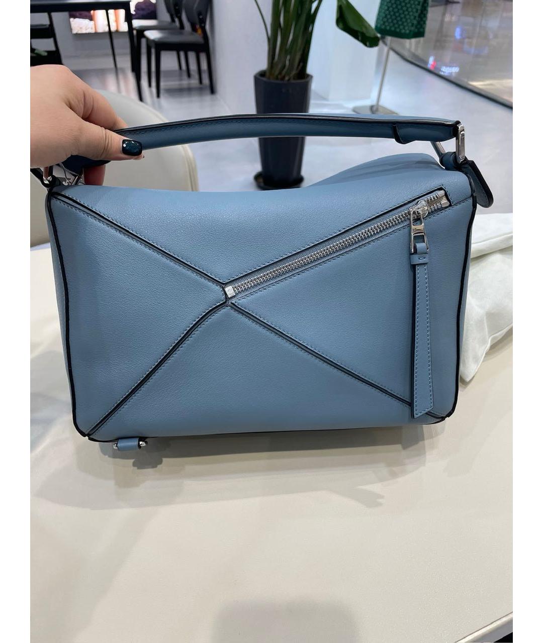 LOEWE Голубая кожаная сумка тоут, фото 3