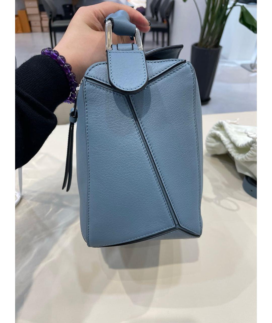 LOEWE Голубая кожаная сумка тоут, фото 5