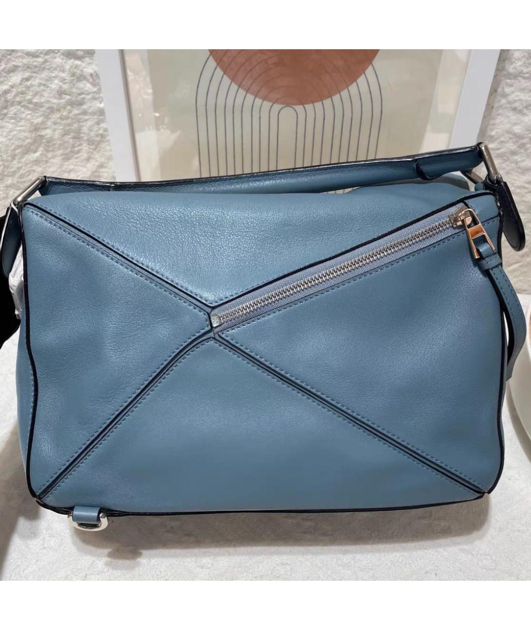 LOEWE Голубая кожаная сумка тоут, фото 3