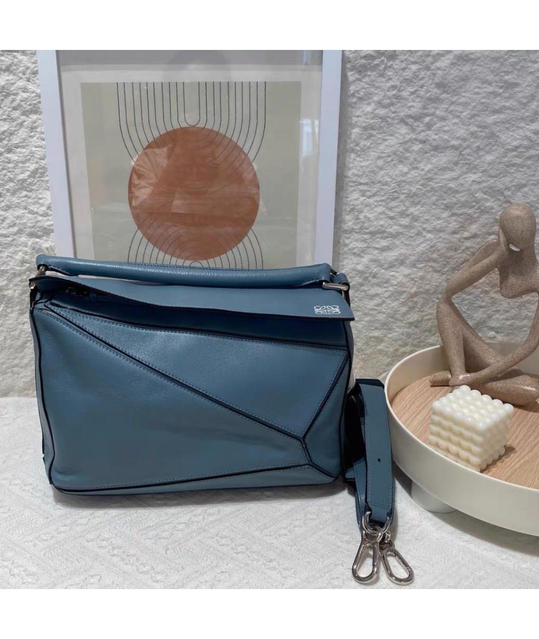 LOEWE Голубая кожаная сумка тоут, фото 2