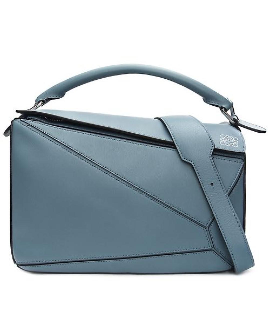 LOEWE Голубая кожаная сумка тоут, фото 9