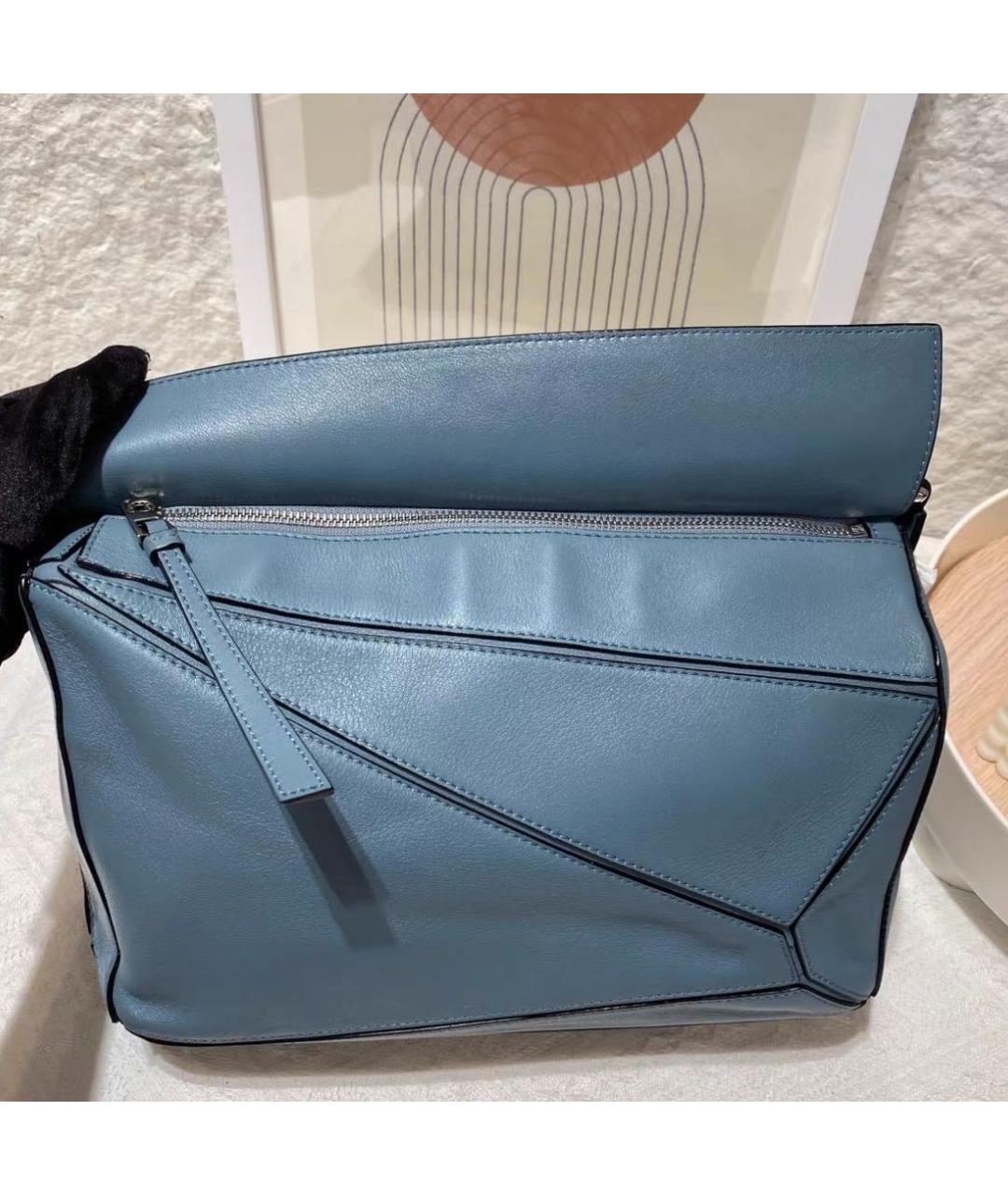 LOEWE Голубая кожаная сумка тоут, фото 7