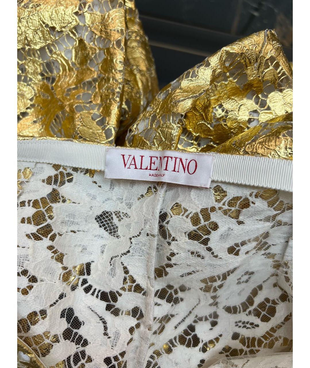 VALENTINO Золотые кожаные брюки широкие, фото 3