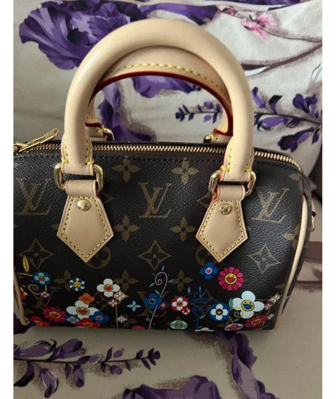 LOUIS VUITTON Коричневая кожаная сумка с короткими ручками, фото 7