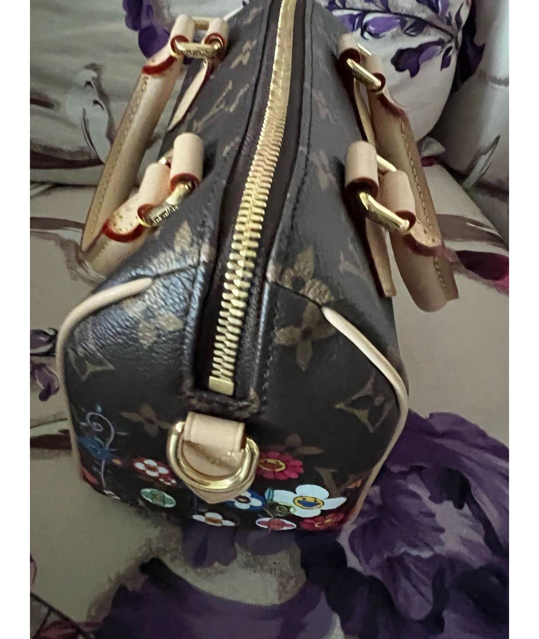 LOUIS VUITTON Коричневая кожаная сумка с короткими ручками, фото 5