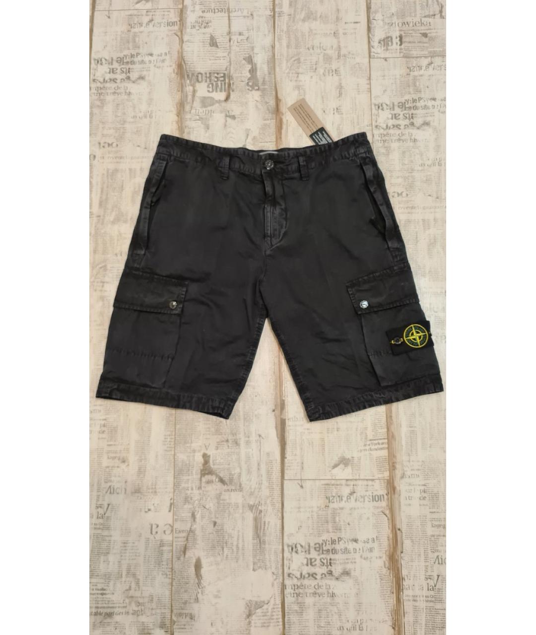 STONE ISLAND Черные хлопковые шорты, фото 4