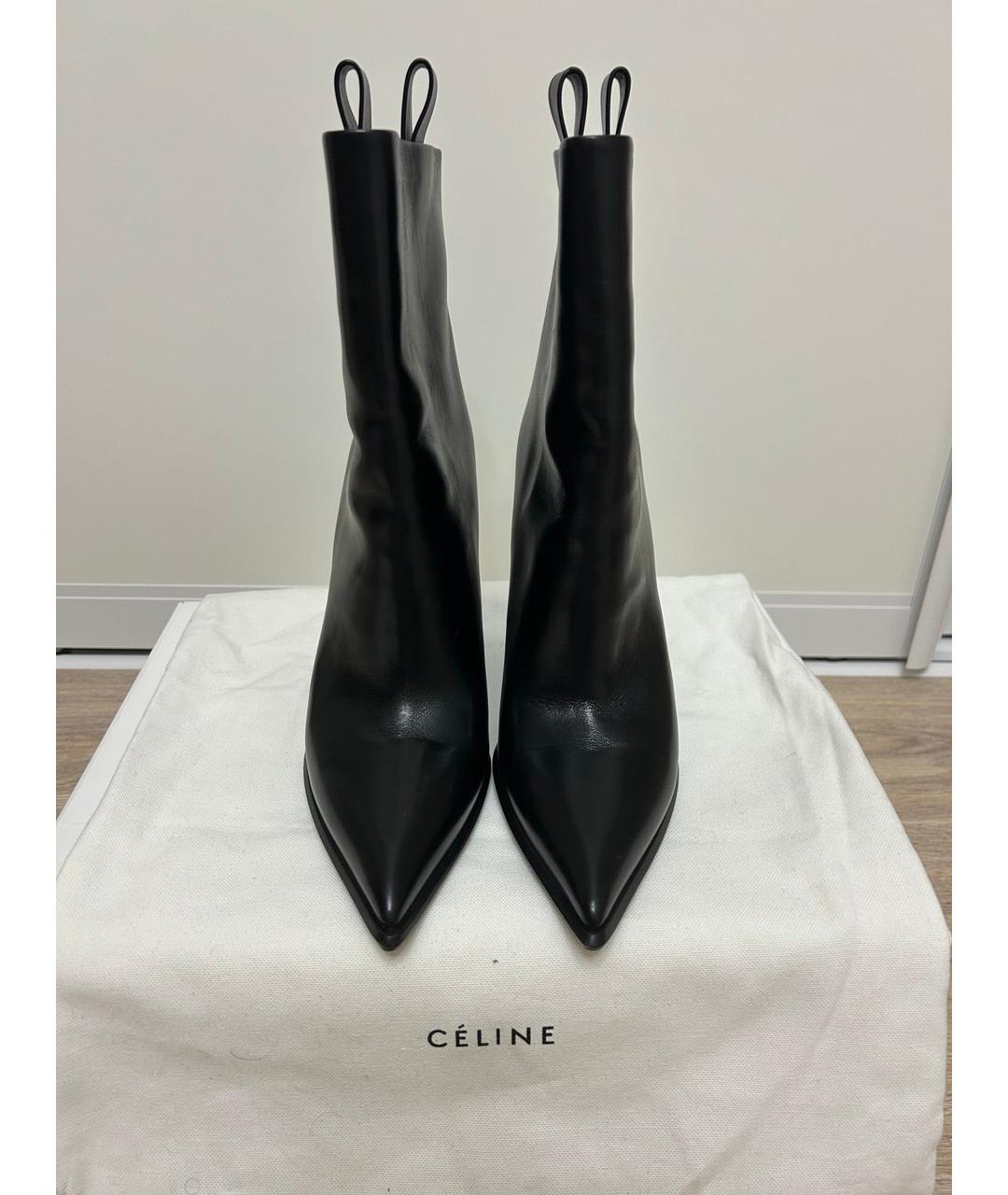 CELINE Черные кожаные полусапоги, фото 2