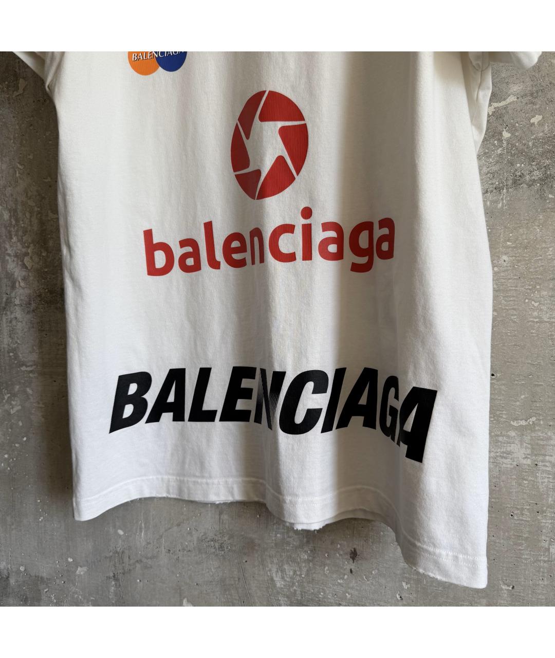 BALENCIAGA Белая хлопковая футболка, фото 7