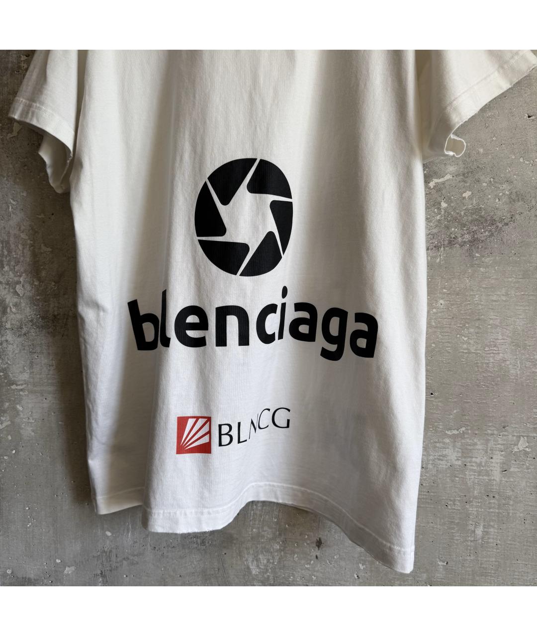 BALENCIAGA Белая хлопковая футболка, фото 4