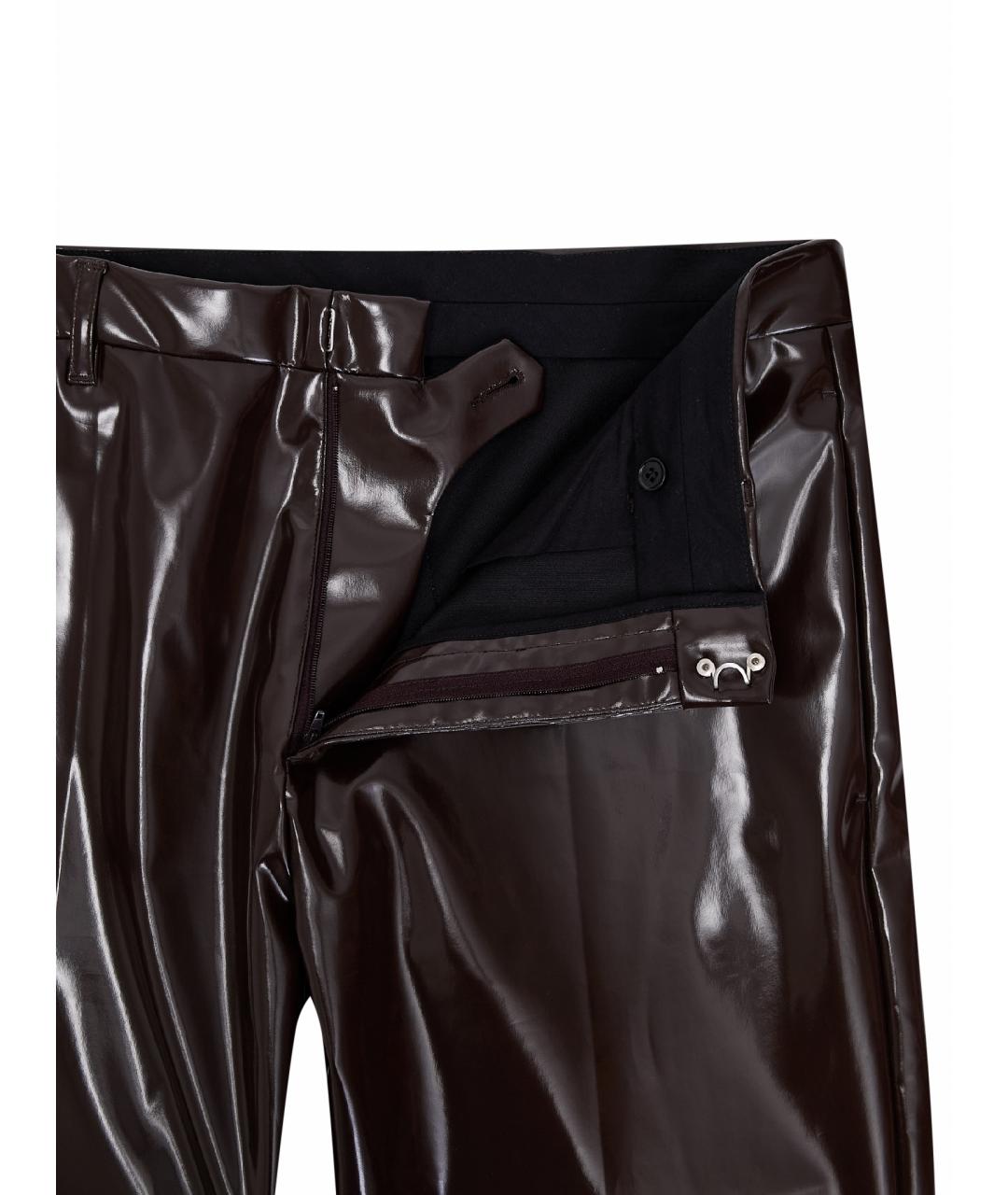 MM6 MAISON MARGIELA Коричневые полиэстеровые повседневные брюки, фото 4