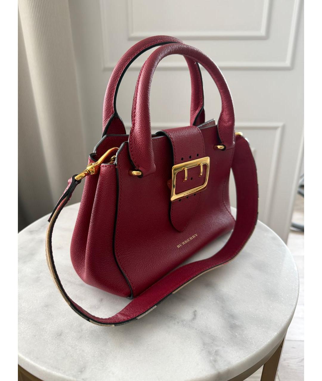 BURBERRY Бордовая кожаная сумка через плечо, фото 2