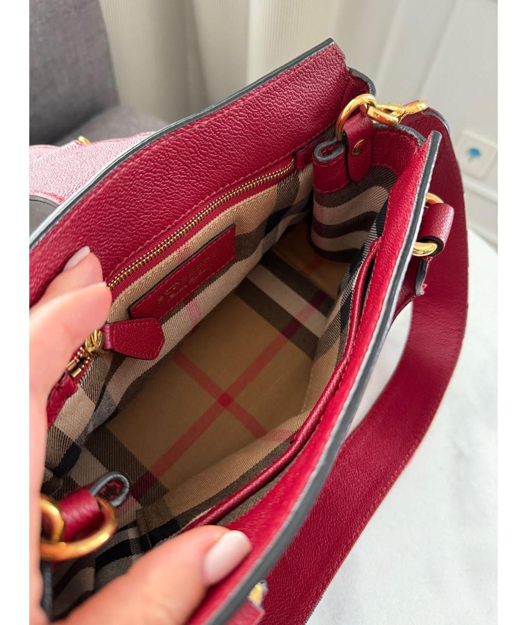 BURBERRY Бордовая кожаная сумка через плечо, фото 4