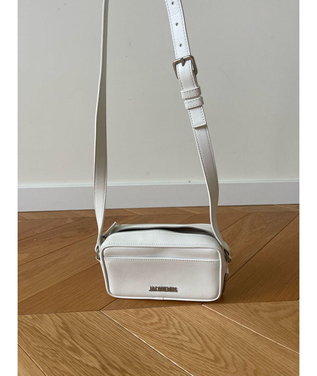 JACQUEMUS Белая кожаная сумка через плечо, фото 5
