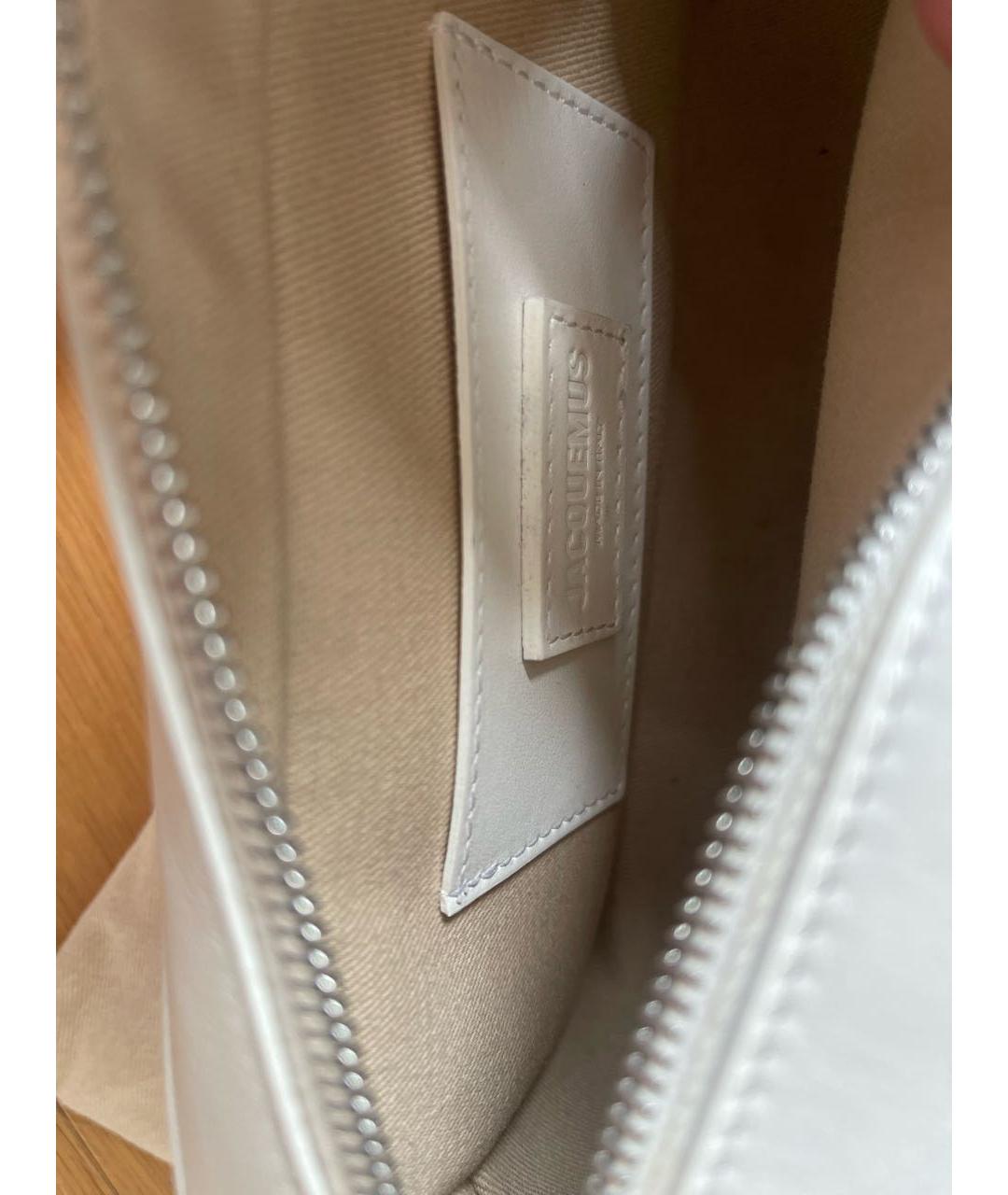 JACQUEMUS Белая кожаная сумка через плечо, фото 4