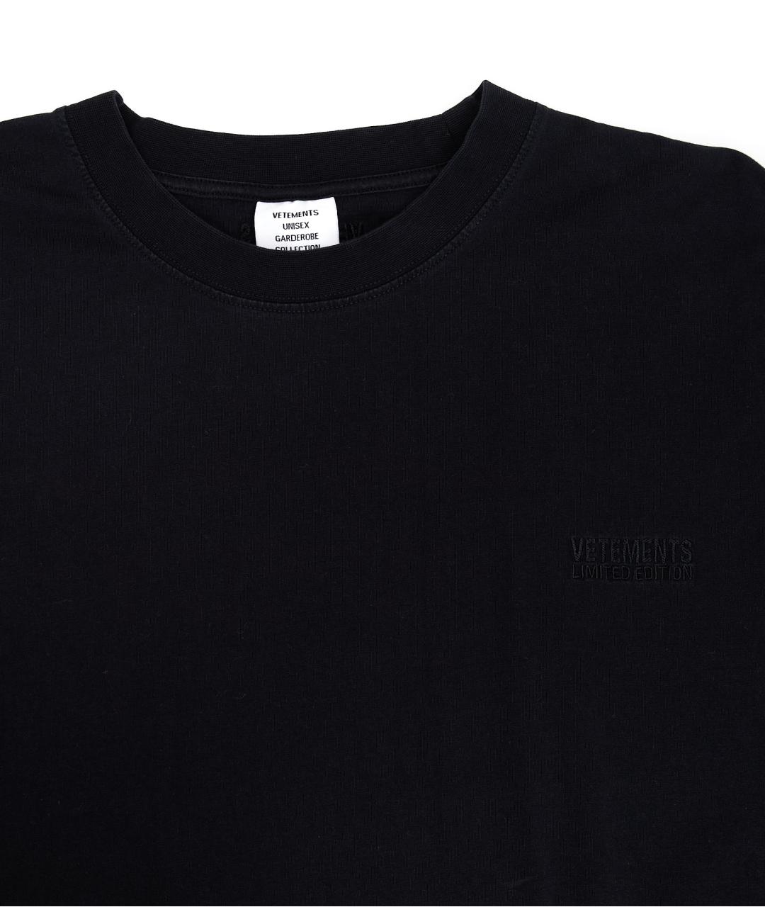 VETEMENTS Черная хлопковая футболка, фото 2