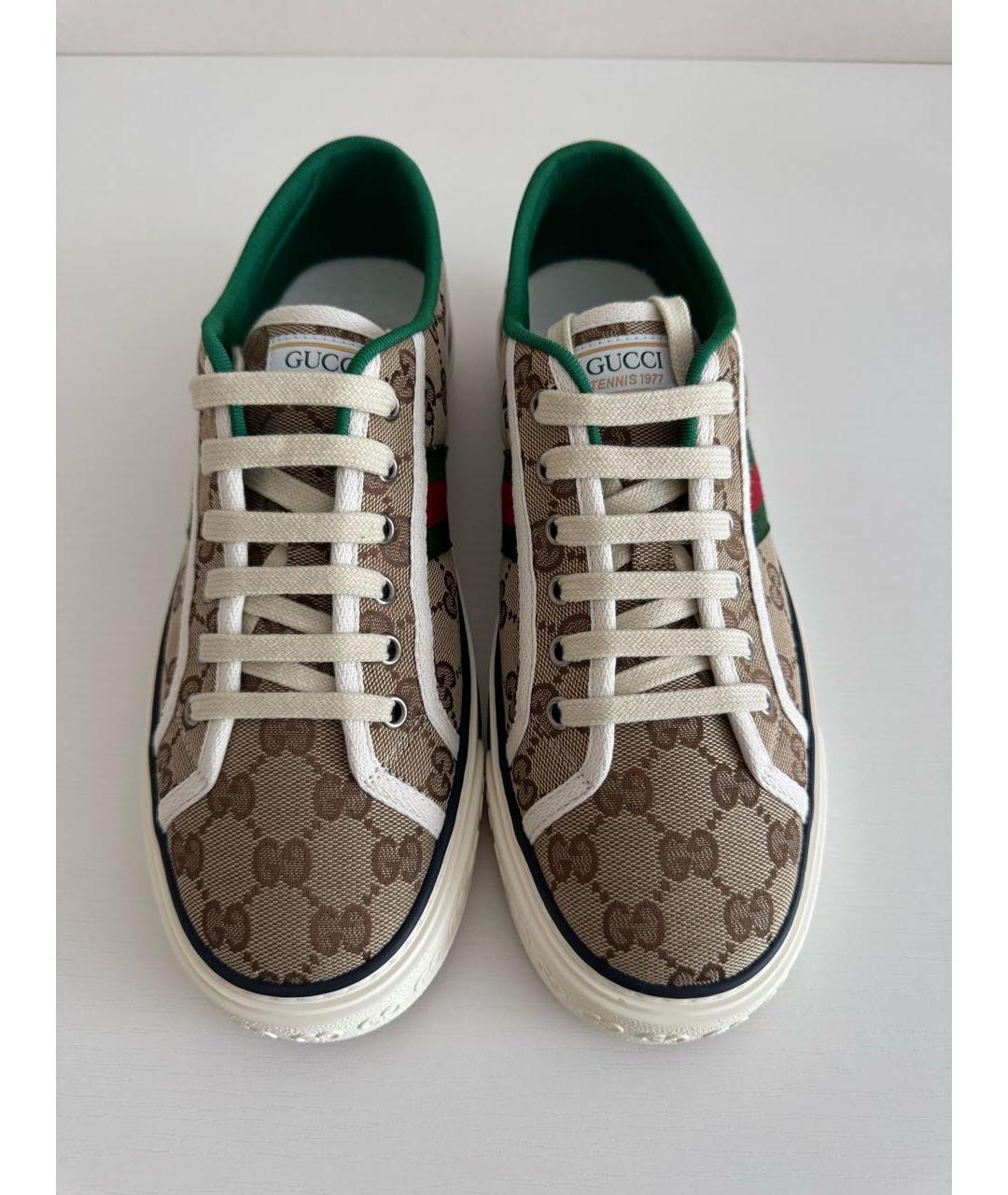 GUCCI Бежевые нубуковые низкие кроссовки / кеды, фото 2