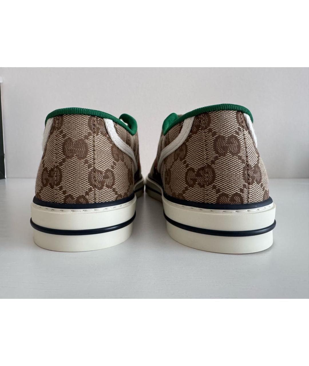 GUCCI Бежевые нубуковые низкие кроссовки / кеды, фото 3
