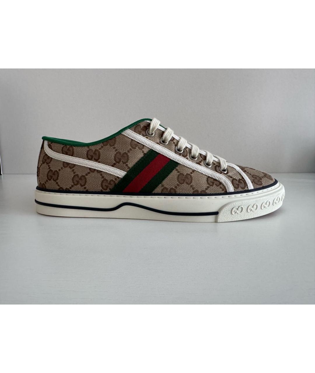GUCCI Бежевые нубуковые низкие кроссовки / кеды, фото 6