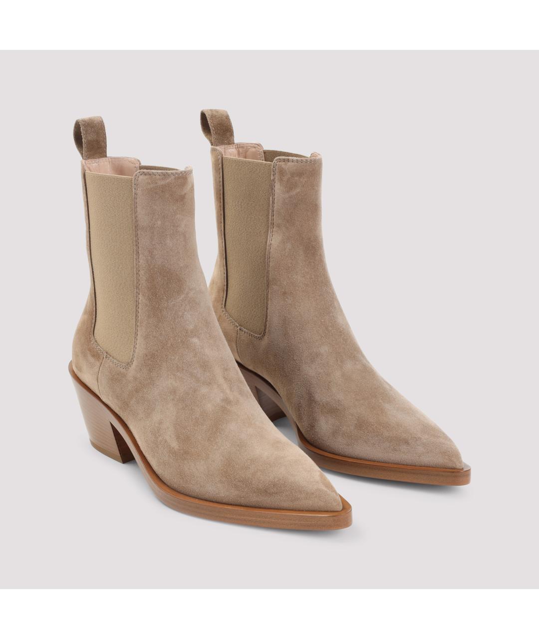GIANVITO ROSSI Бежевые замшевые сапоги, фото 4